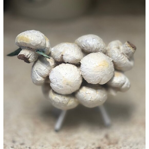 Vintage Mushroom Sheep Art Animal Figurine | Mushroom Vegetable Lamb - Picture 10 of 10